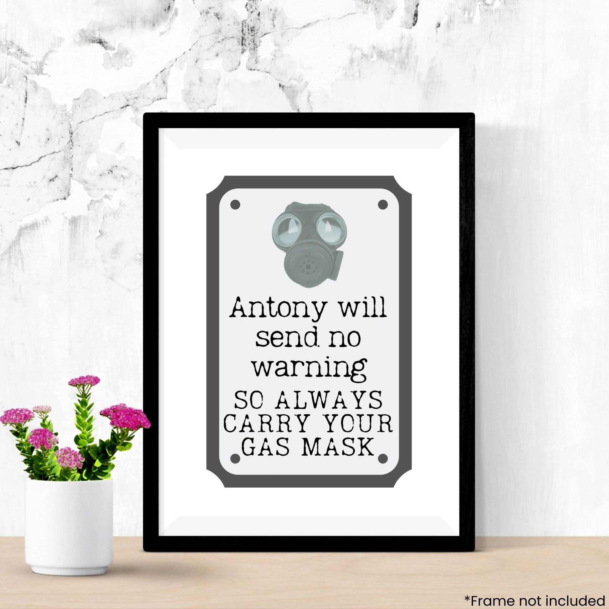 personalised-gas-mask-warning in frame