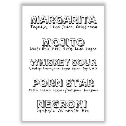 cocktail-menu print